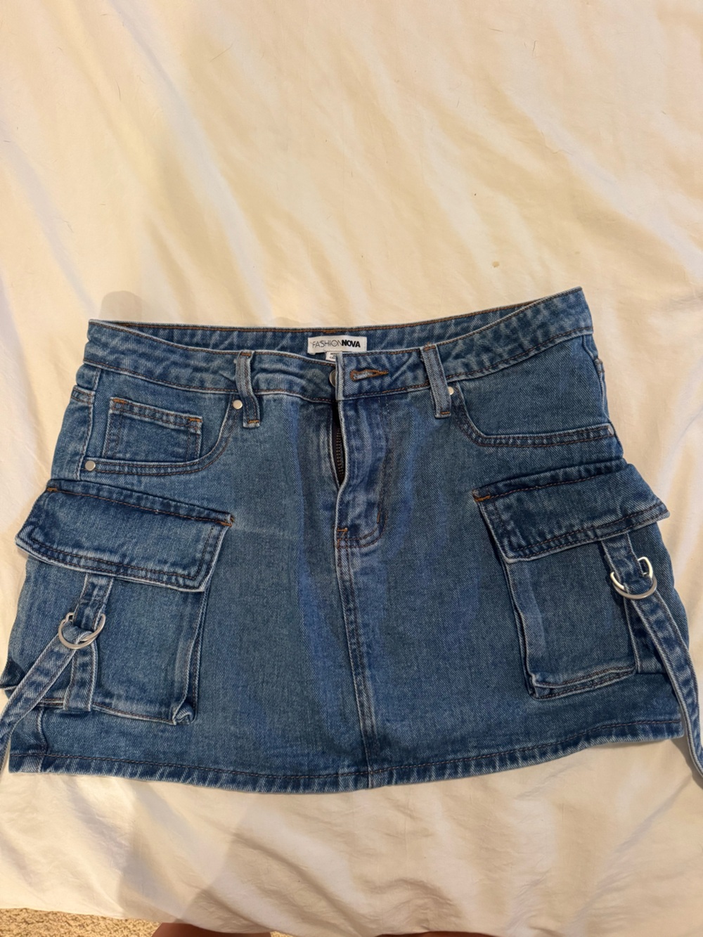 Women's Blue Denim skirt with Utility Pockets